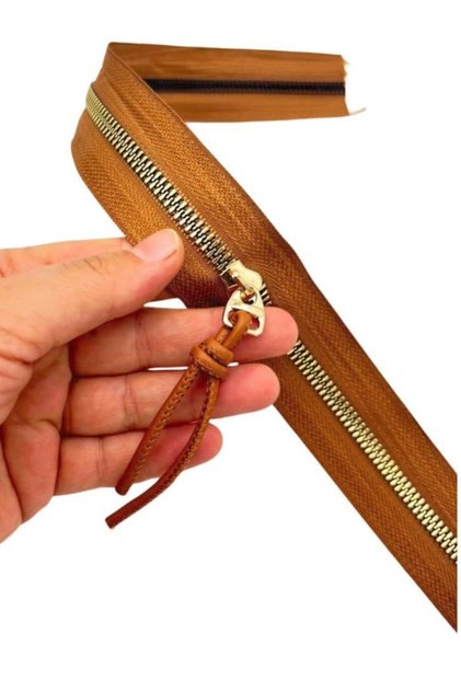 Angel Bag Accessory Knot Headed Zipper 40 cm Light Gold Metal Tan Color