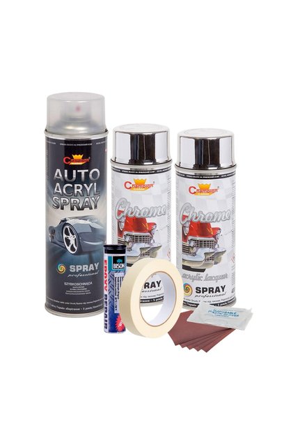 Kit complet reparatie si vopsire jante culoare Crom Metalic, V2