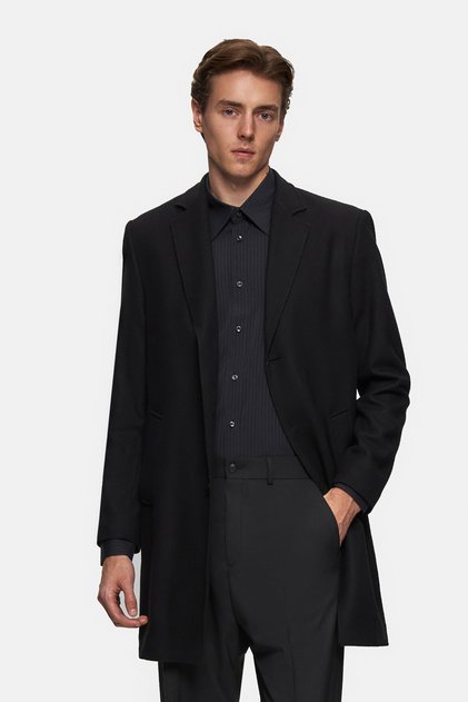 Slim Fit Siyah Palto