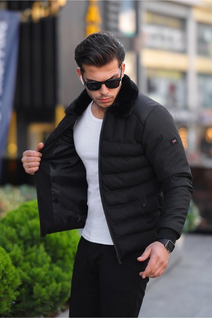 New Season Cold-Proof Suede and Leather Detailed Men's Coat Jacket