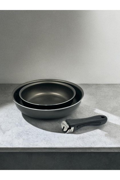 طقم مقلاة ايطالي تي في اس مع مقبض قابل للفك, 20cm, 26cm
