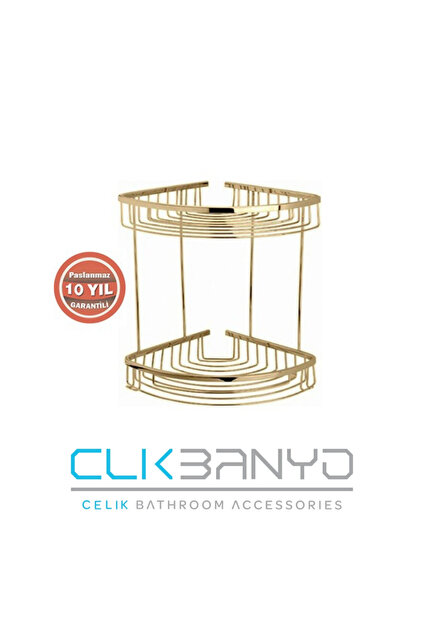 Destina Double 19*19 Bathroom Shampoo Dispenser/Angle Holder/Sponge Holder Stainless Steel Gold Yellow