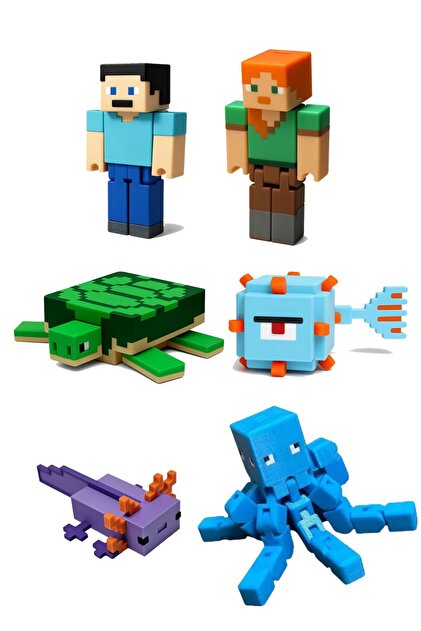 FigürDizayn Minecraft Deniz Keşif Seti Steve Alex Kaplumbağa