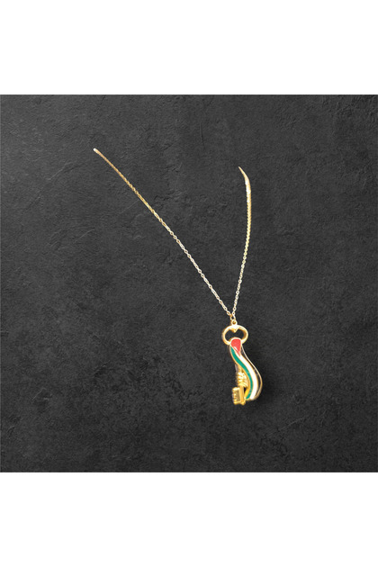 Special Design Steel Necklace with Palestinian Flag Gold Color