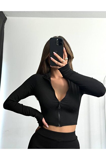 FERMUAR KAPAMALI CROP BLUZ
