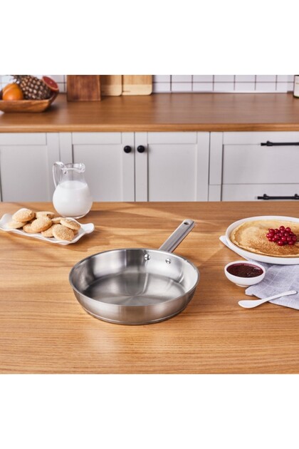 Elite Edelstahl-Induktions-Bratpfanne, 24 cm, Silber
