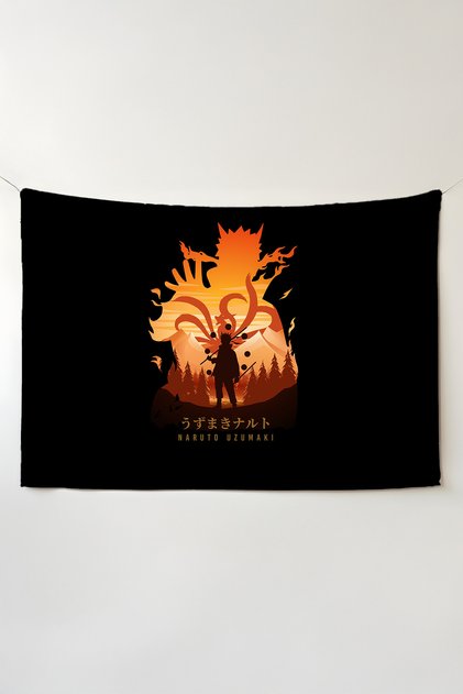 Naruto Yatay Duvar Örtüsü – Anime Temalı Kaliteli Kumaş, Oda Dekoru Tapestry Duvar Halısı