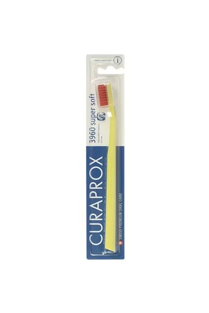 Periuță de dinți, Curaprox, 3960, Super moale, Anti-placă bacteriană, Curățare delicată, Peri moi, Culoare galbenă