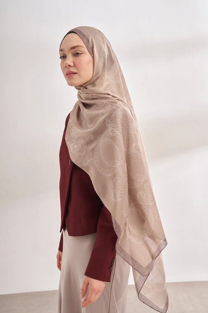 Imported Vual Roses Pattern Shawl - Mink