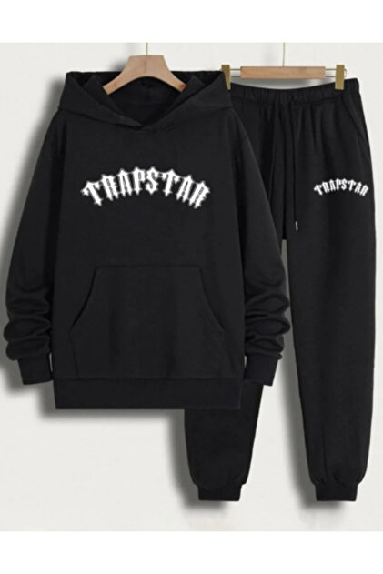 Oversize dámská/pánská unisex zimní tepláková souprava se 3 vlákny s kapucí a potiskem Trpstr