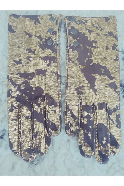 Gold Pattern Zik Lamb Leather Gloves