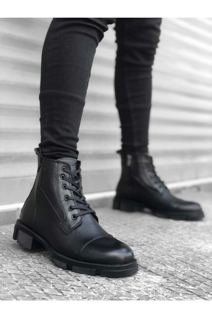 Genuine Leather Water and Cold Proof Men's Leather Boots with Fur Inside