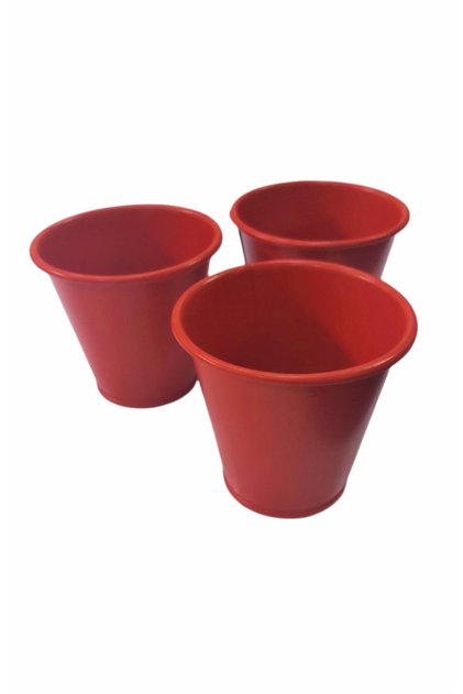 Metal Sunum Kovası 9cmx8cm Patetes Stick Şekerlik Masa Üstü Çöp Kovası 3 Lü Set