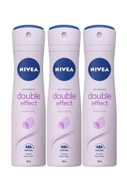 Woman Double Effect Hızlı Kuruma 48h Koruma Pürüzsüz Koltuk Altları Kadın Deodorant X 3 Adet