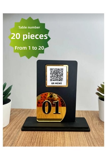 Table Number Qr Code Window 1- 20 Pieces -Cafe Restaurant Restaurant Hotels