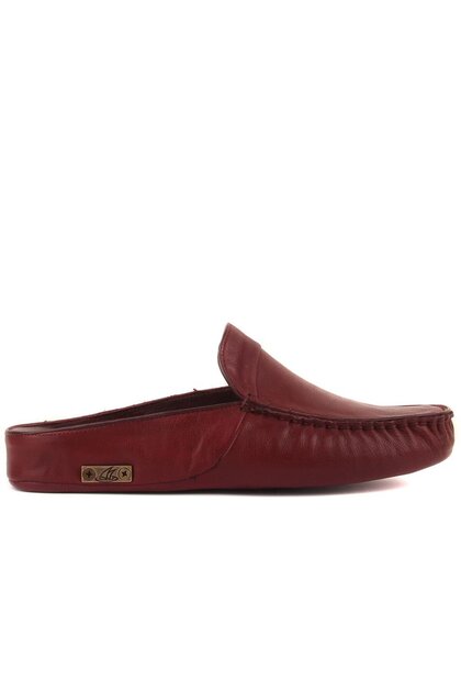 - Burgundy Leather Men's House Slippers 110-547-X