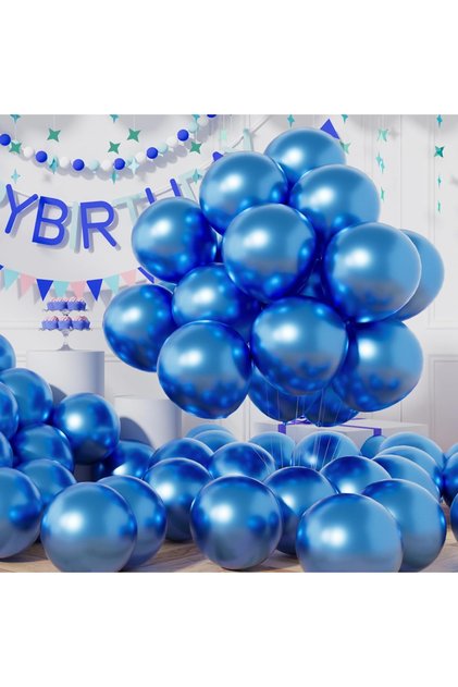 25 Blue Metallic Balloons - Premium Latex