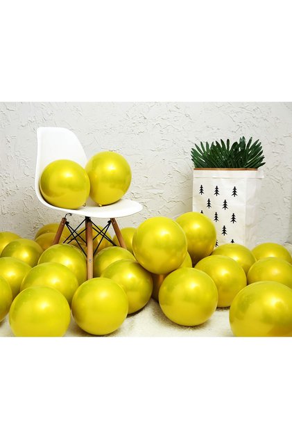 Sarı Balon 10 Adet Metalik Balon - Premium Lateks