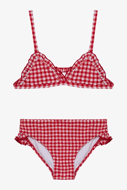 Girl's Gingham Triangle Multicolor Bikini Set