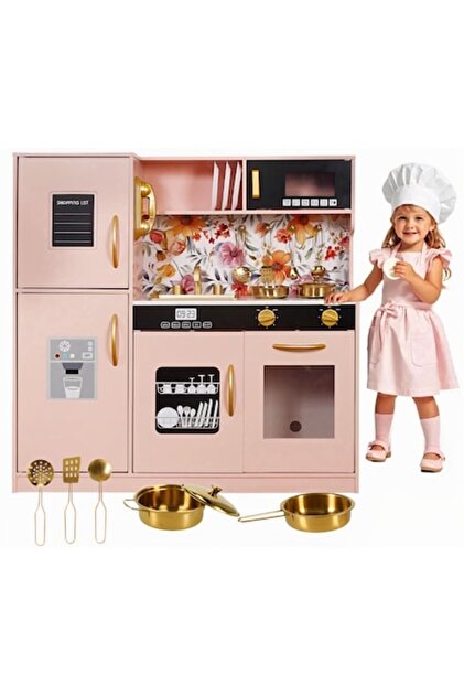 Ξύλινο παιδικό σετ κουζίνας FrenchCuisine PINK KIDO με νεροχύτη, φούρνο, εστίες και φούρνο μικροκυμάτων