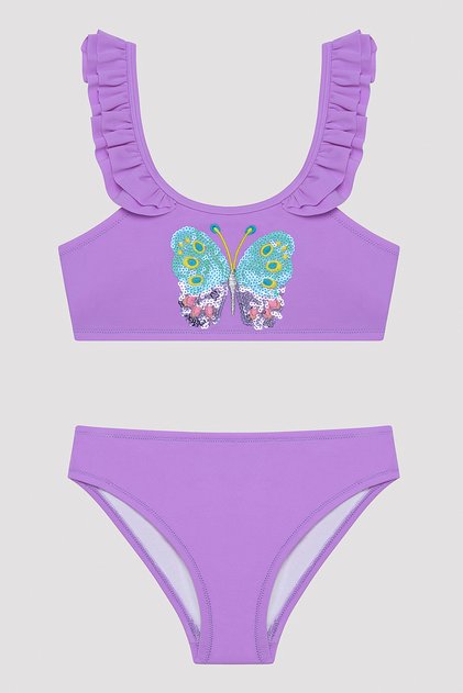 Girl's Butterfly Halter Lilac Bikini Set
