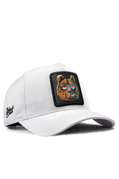White Baseball Cap with Bear Logo