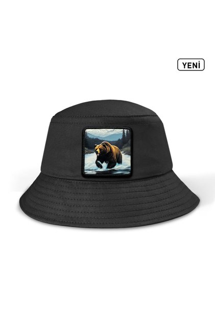 Bear Logo Bucket Black Hat