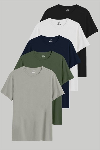 Men's 5-Pack Short Sleeve Loose Crew Neck Basic T-Shirt