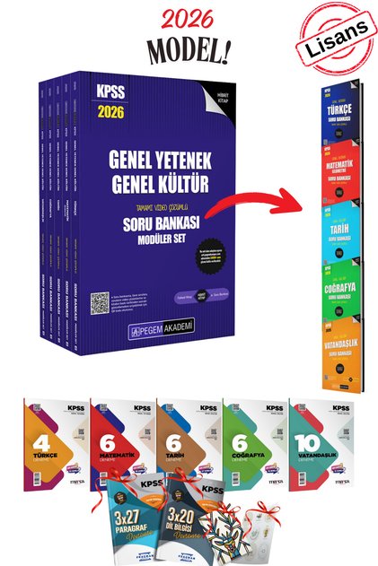 2026 KPSS Pegem Genel Yetenek Genel Kültür Lisans Modüller Soru Bankası + Deneme Hediyeli