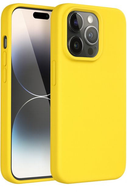iPhone 14 Pro Max Case Inside Velvet Camera Raised Launch Silicone Cover Yellow