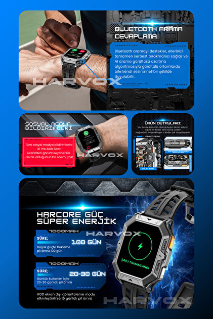 HARVOX Watch X1 Pro Akıllı Saat Iphone Ve Android Tüm Telefonlara
