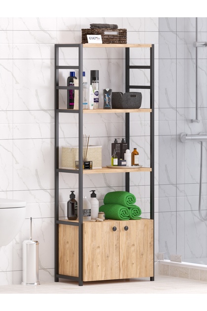 Banyo Düzenleyici BANYO Rafı Banyo Dolabı Çok Amaçlı Dolap 5 Katlı Metal BANYO Düzenleyici 2KAPAKLI