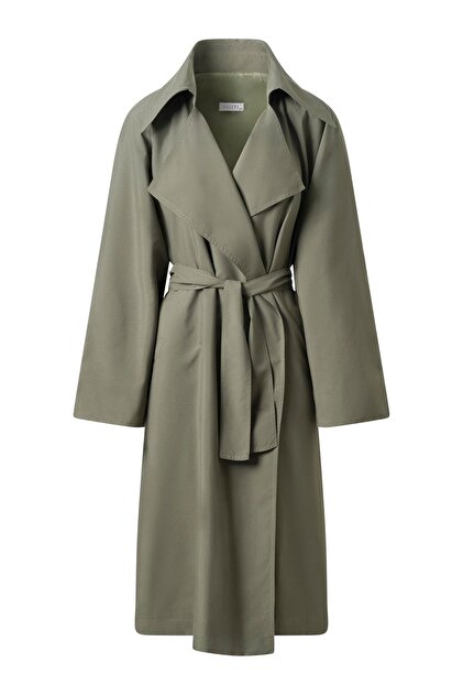 FACETTE Women's 202211445 Khaki Belted Seasonal Thin Trench Coat