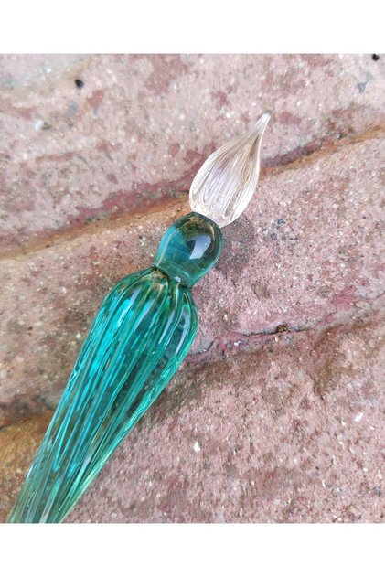Handmade Glass Pen, Glass Pen, Glass Drawing Pen, Calligraphy Pen-Ice Green