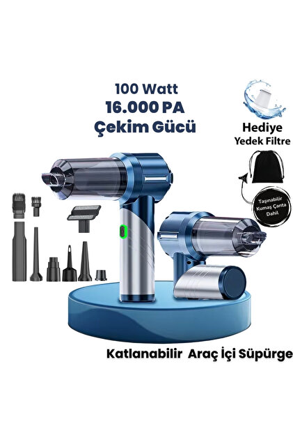 Yussraw Yeni 16000pa Güçlü Portatif Vakumlu Ve Üflemeli