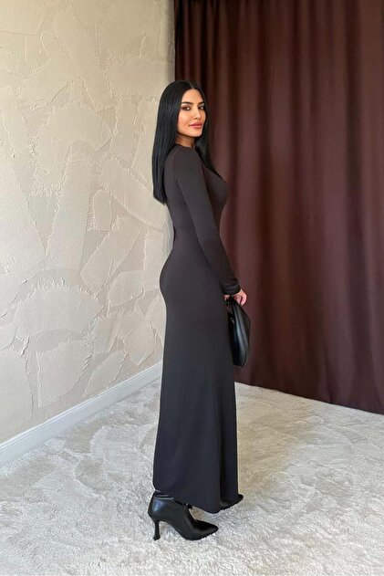 black polka dot long sleeve dress Coraline Black polka-dot ruffled midi dress, L / Black main image 1