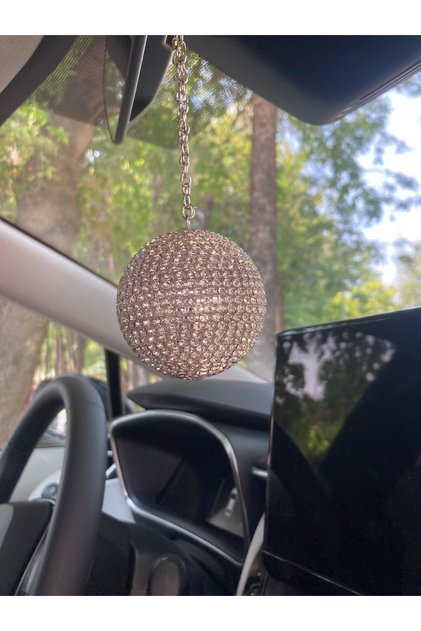 Mini Disco Ball - Crystal Rear View Mirror Ornament - Fun Car Accessory - Gift Car Ornament (6.5cm)