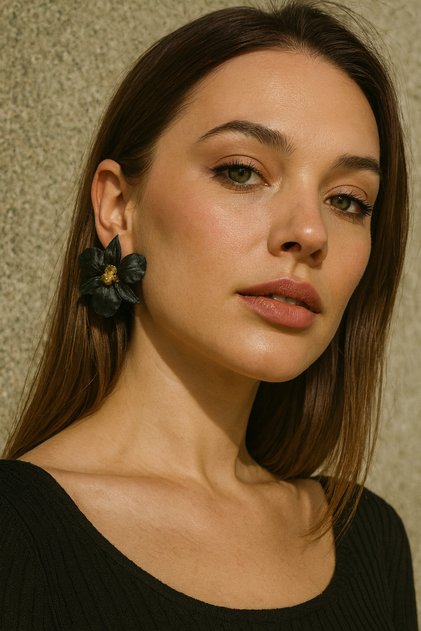Black Orchid Elegance El Yapımı Siyah Orkide Küpe - Zarif ve Şık
