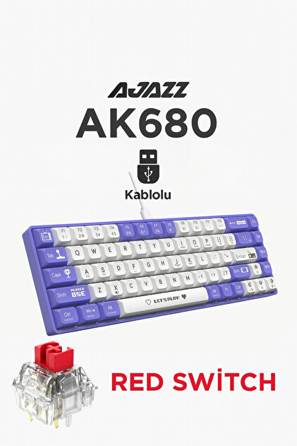 Ajazz AK680 Kablolu Red Switch Mekanik Klavye-Rainbow Aydınlatma