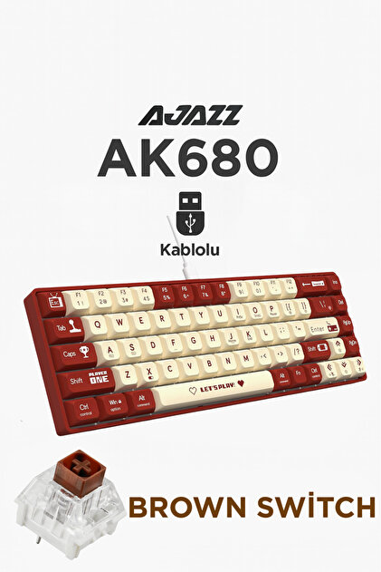 Ajazz AK680 Kablolu Brown Switch Mekanik Klavye-Rainbow Aydınlatma