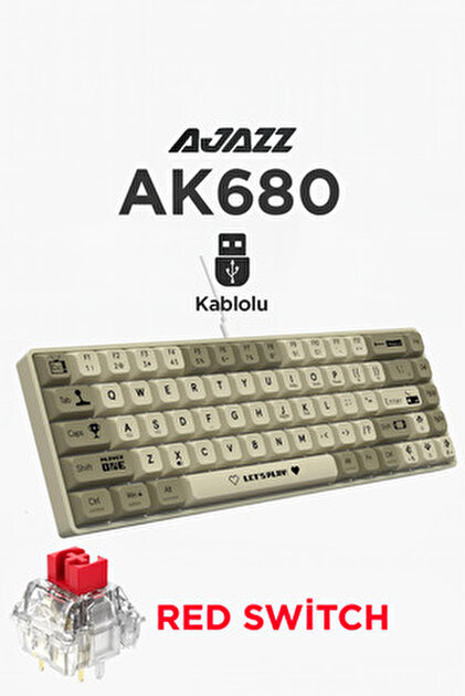 Ajazz AK680 Kablolu %65 Boy Mekanik Oyuncu Klavyesi-Rainbow