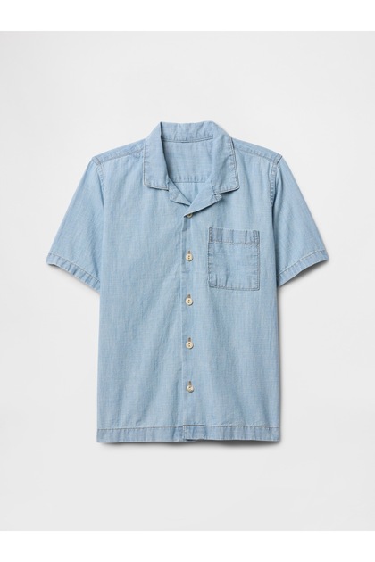 Erkek Çocuk Mavi Chambray Boxy Vacay Gömlek