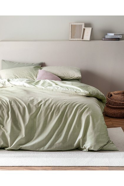 Odette Bettwäsche-Set, Doppelbett, 100 % Baumwolle, Ranforce, bedruckt, Khaki