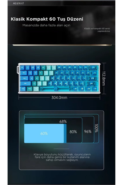 Ajazz Alux60 Manyetik Switch Klavye- Full Alüminyum Gövde Ve