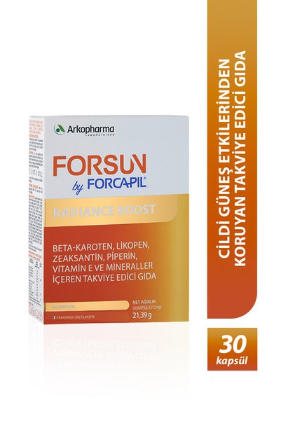 Forsun Radiance Boost Takviye Edici Gıda, Beta-Karoten ve E Vitamini İçeren, 30 Kapsül