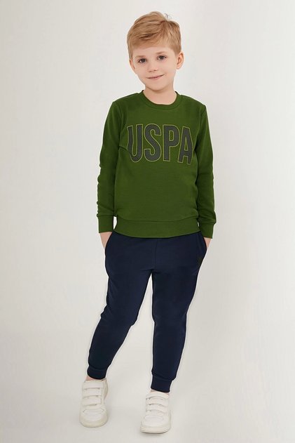 BASE. Polo Assn Strip Green Boys Tracksuit Set