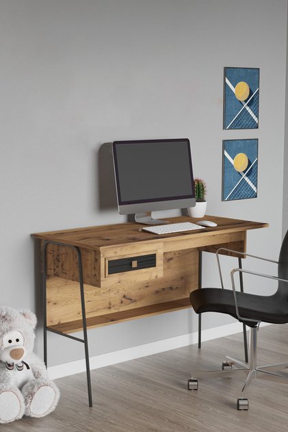 Arya 120x59 Cm Çalışma Masası Bilgisayar Masası Ofis Ders Yemek Masası Atlantik Çam&Siyah