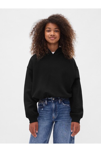 Kız Çocuk Siyah Kids Vintage Soft Oversized Bubble Sweatshirt