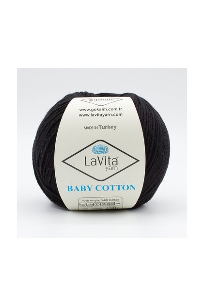 Baby Cotton Amigurumi and Hand Knitting Yarn 40% Acrylic 60% Cotton 50Gr (6500 Black)