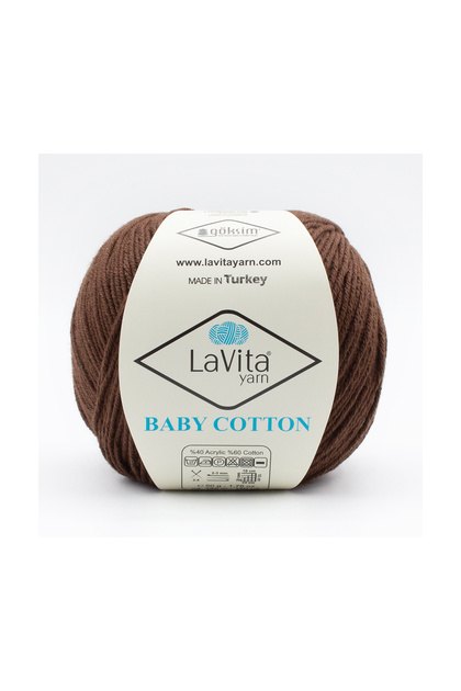 Baby Cotton Amigurumi and Hand Knitting Yarn 40% Acrylic 60% Cotton 50Gr (7221 Tree Brown)